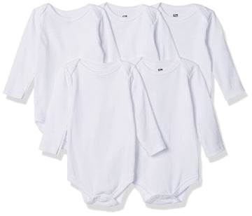 Hudson Baby Unisex Baby Cotton Long-Sleeve Bodysuits, White, 12-18 Months Us