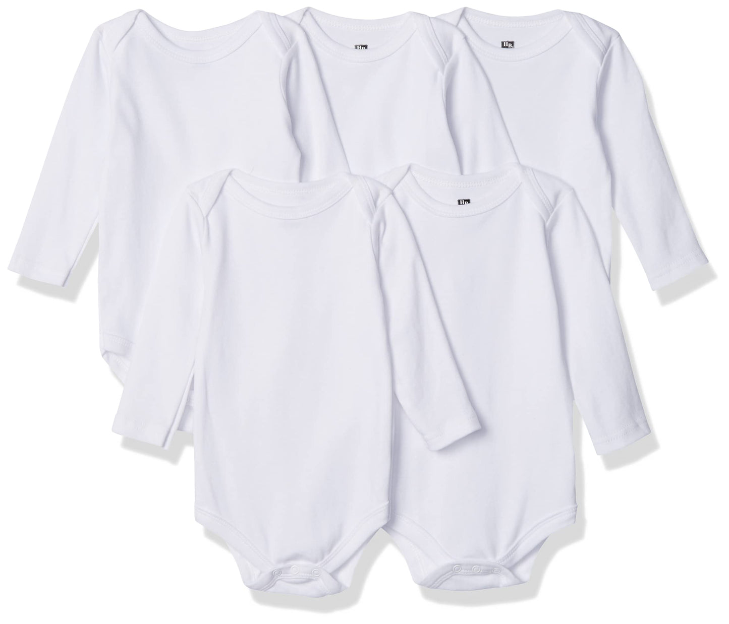 Hudson Baby Unisex Baby Cotton Long-Sleeve Bodysuits, White, 3-6 Months Us