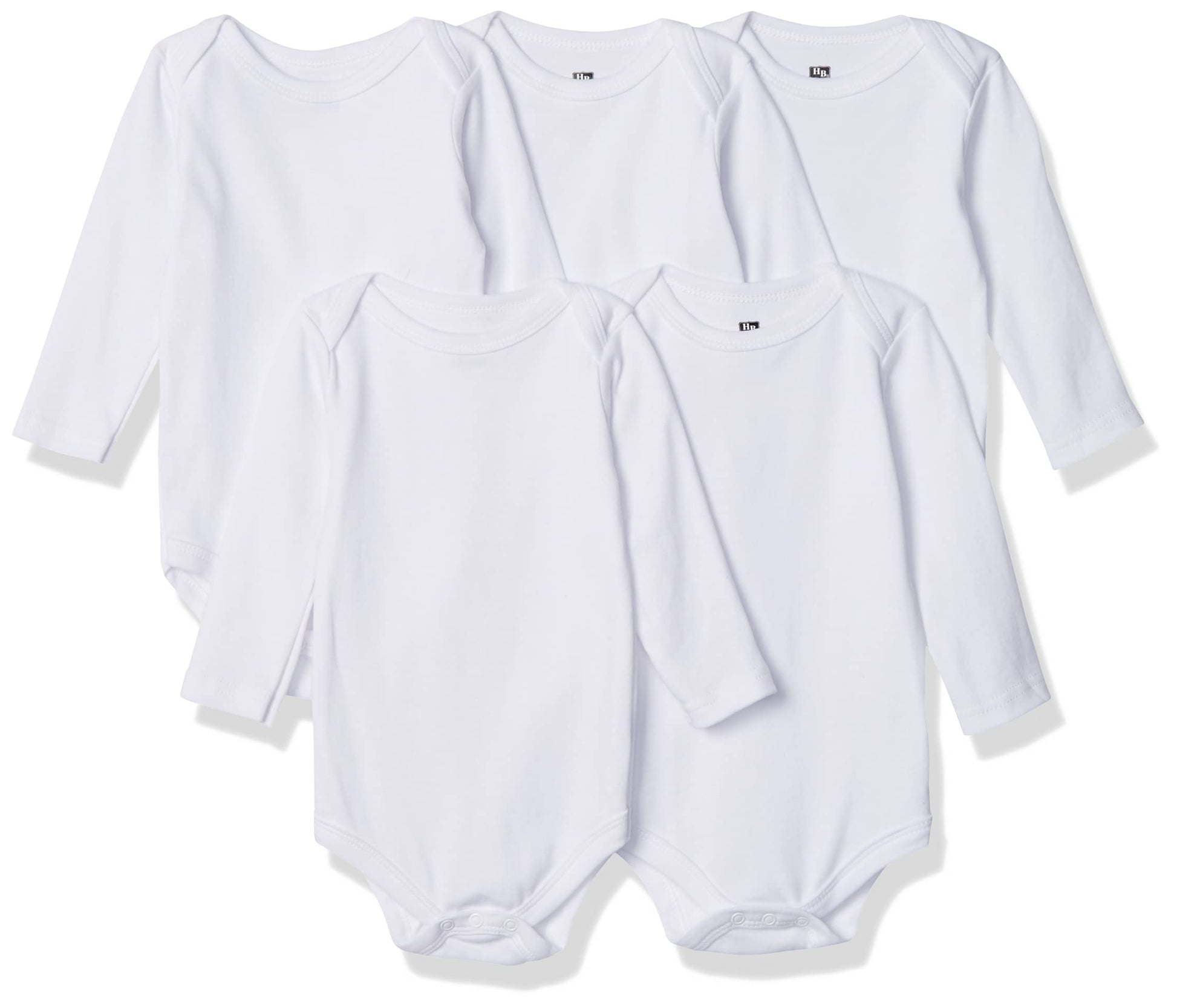 Hudson Baby Unisex Baby Cotton Long-Sleeve Bodysuits, White, 3-6 Months Us