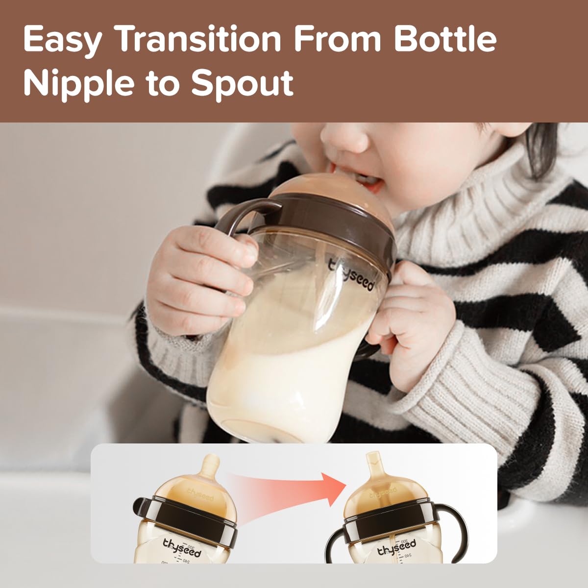 Thyseed Ppsu Weighted Straw Cup With Handles Toddlers Transition Bottles To Sippy Cups No Spill Learner Milk Water Baby Bottle S