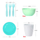 Youngever 54 Pcs Plastic Kids Dinnerware Set Of 9 In 9 Coastal Colors, Toddler Dining Set, Cups, Kids Plates, Kids Bowls, Flatwa