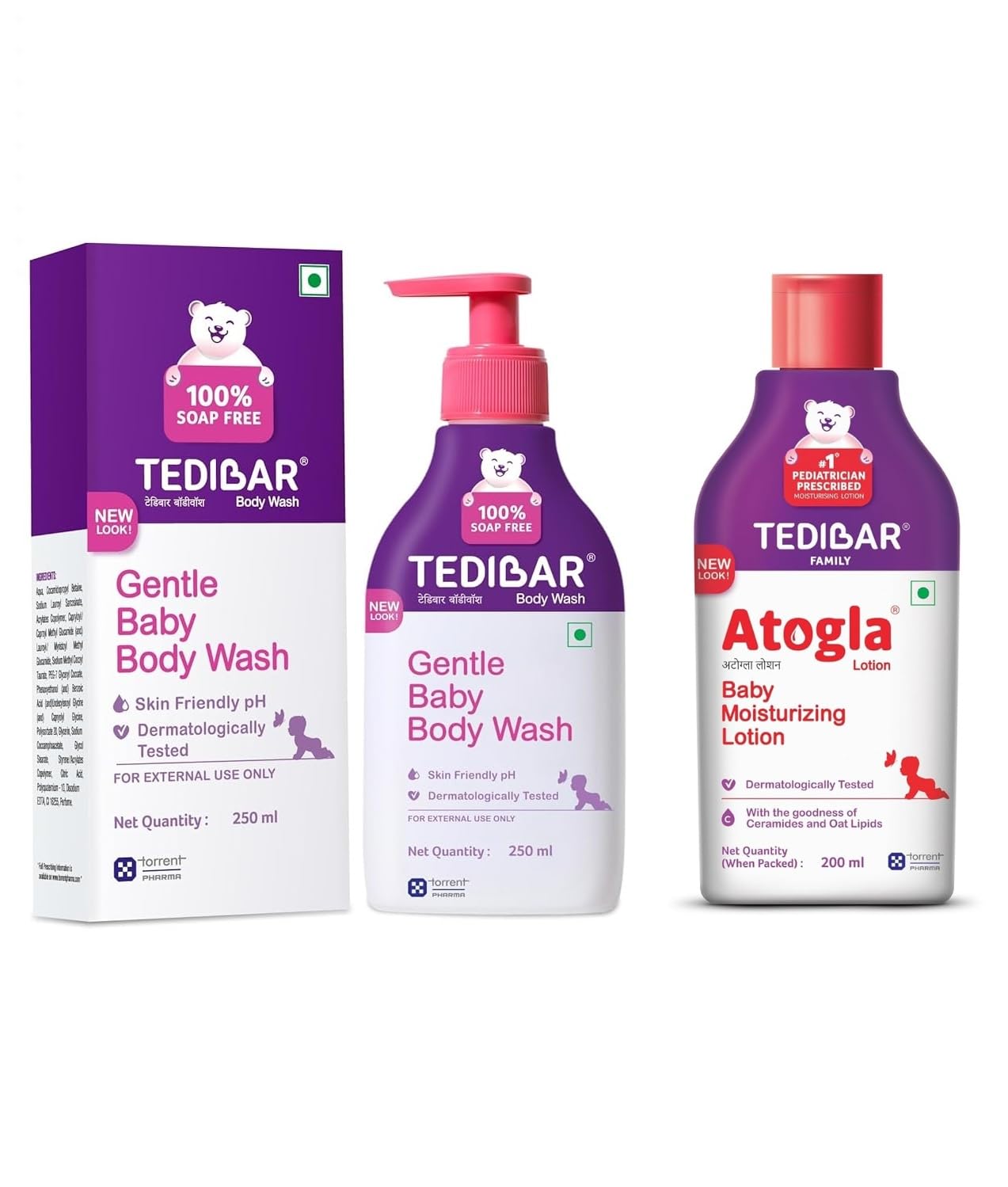 Tedibar Rich Moisturising Baby Body Wash 250Ml With Skin Friendly Ph With Baby Lotion By, 200Ml | Parben Free |Moisturizing Body