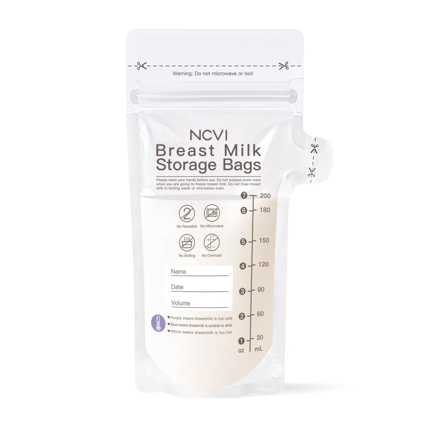 Ncvi Breastmilk Storage Bags, 25 Count Milk Storage Bags For Breastfeeding, 7Oz Breast Milk Storage Bags With Temp-Sensing, Doub