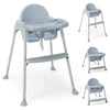 Baby Joy Baby High Chair, 4 In 1 Convertible High Chair With Adjustable Legs, Double Removable Tray, Safety Harness & Footrest,