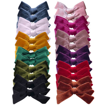 24 Pieces Velvet Bow Hair Clips Barrettes For Baby Girl Hair Bows Alligator Clip Accessories For Little Girls Toddler Kids Teens