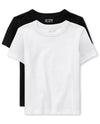 The Children'S Place Baby Boys And Toddler Short Sleeve Basic Layering T-Shirt Shirt, Black/White 2 Pack, 6-9 Months Us