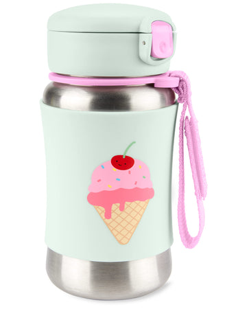 Skip Hop Toddler Sippy Cup with Straw, Sparks Stainless Steel Straw Bottle, Ice Cream