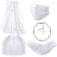 Unittype 5 Pcs First Holy Communion Set For Girls 1St Communion Accessories Headpiece With Veil Gloves Cross Pearl Bracelet, Com