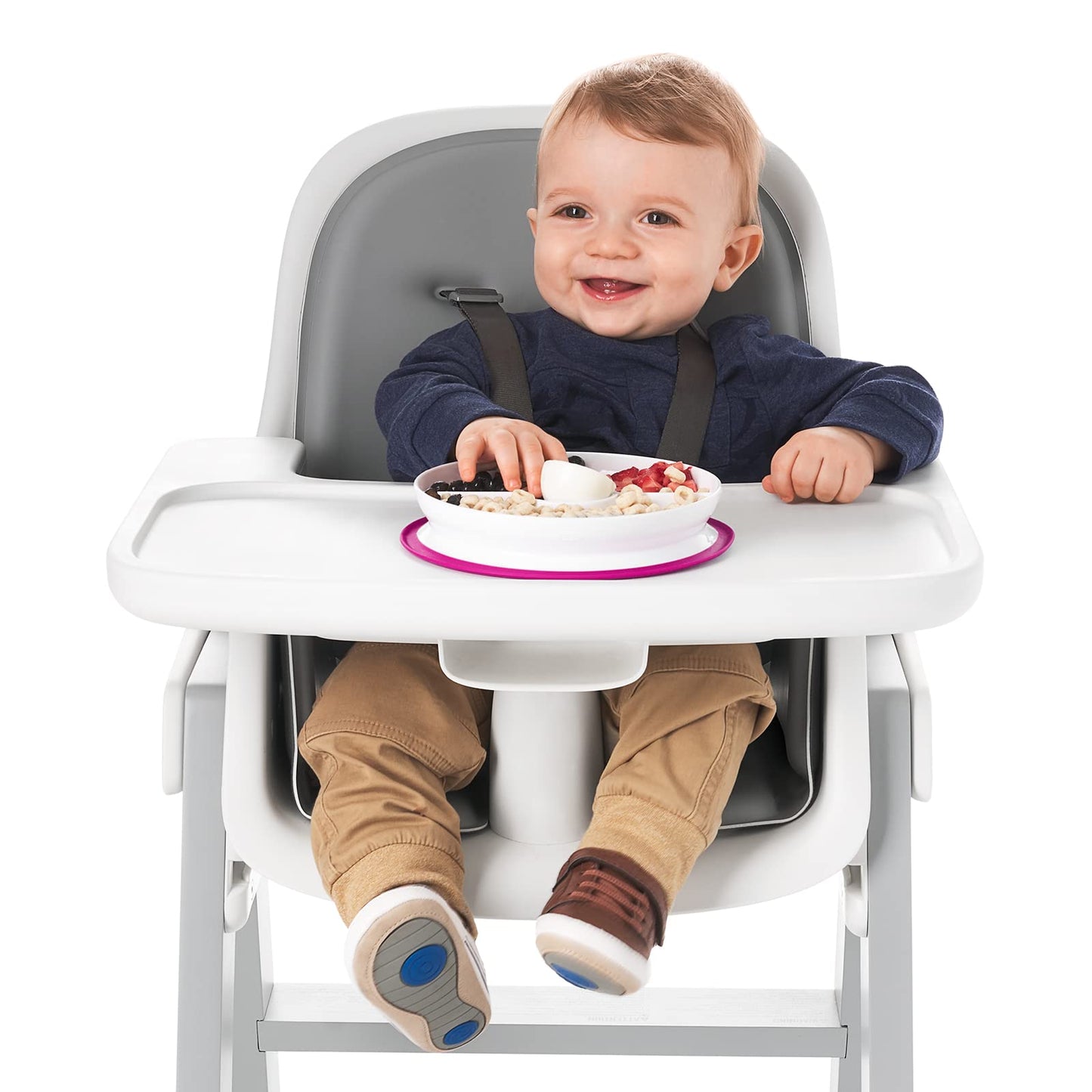 Oxo Tot Stick & Stay Suction Divided Plate - Pink