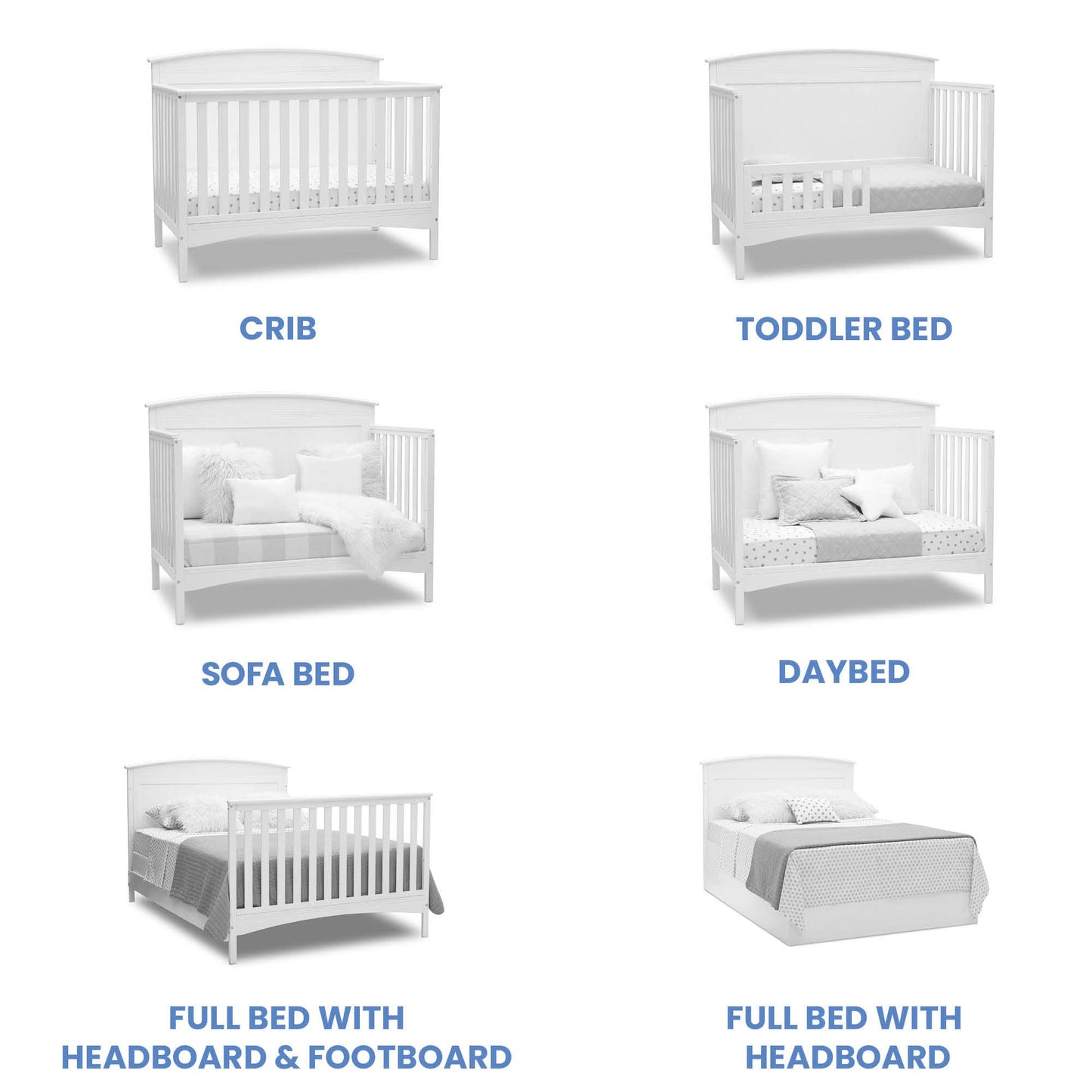 Delta Children Archer Solid Panel 4-In-1 Convertible Baby Crib - Greenguard Gold Certified, Bianca White
