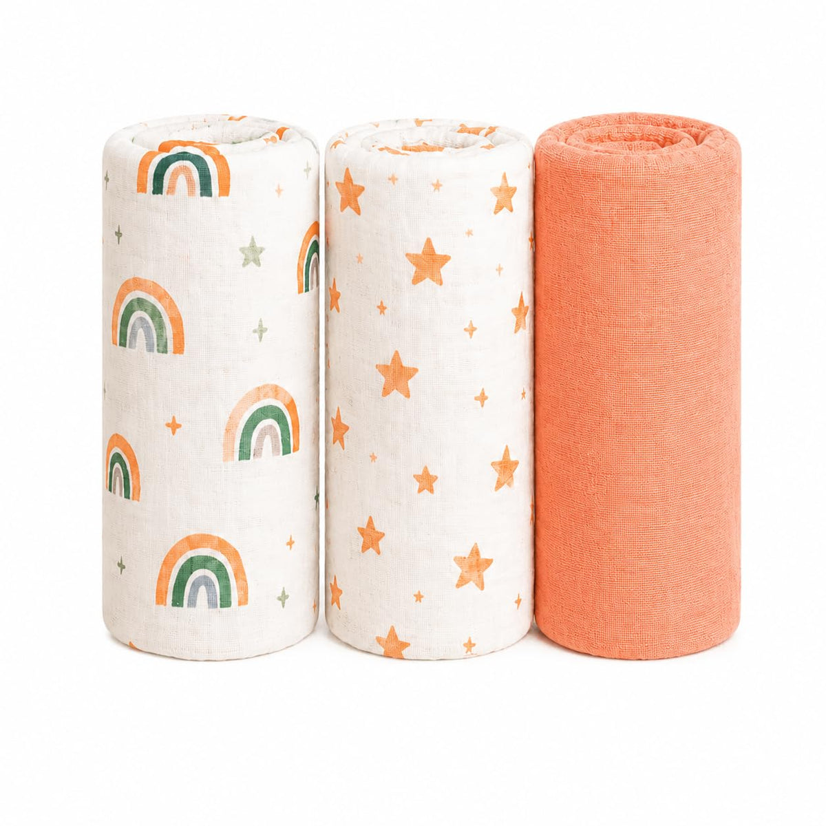 VIORAA BABY Peachy Rainbow Muslin Swaddle Blanket for New Born Baby (Peach)