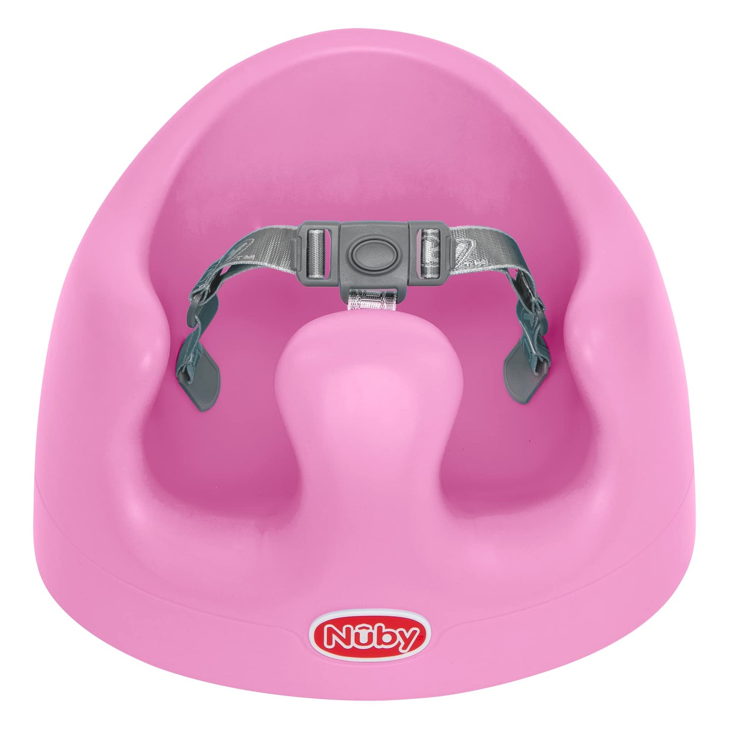 Nuby My Floor Seat, Soft Foam Cushion With Safety Harness And High Back Design, For Ages 4-12 Months, Pink