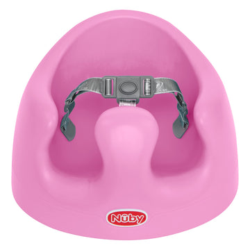 Nuby My Floor Seat, Soft Foam Cushion With Safety Harness And High Back Design, For Ages 4-12 Months, Pink