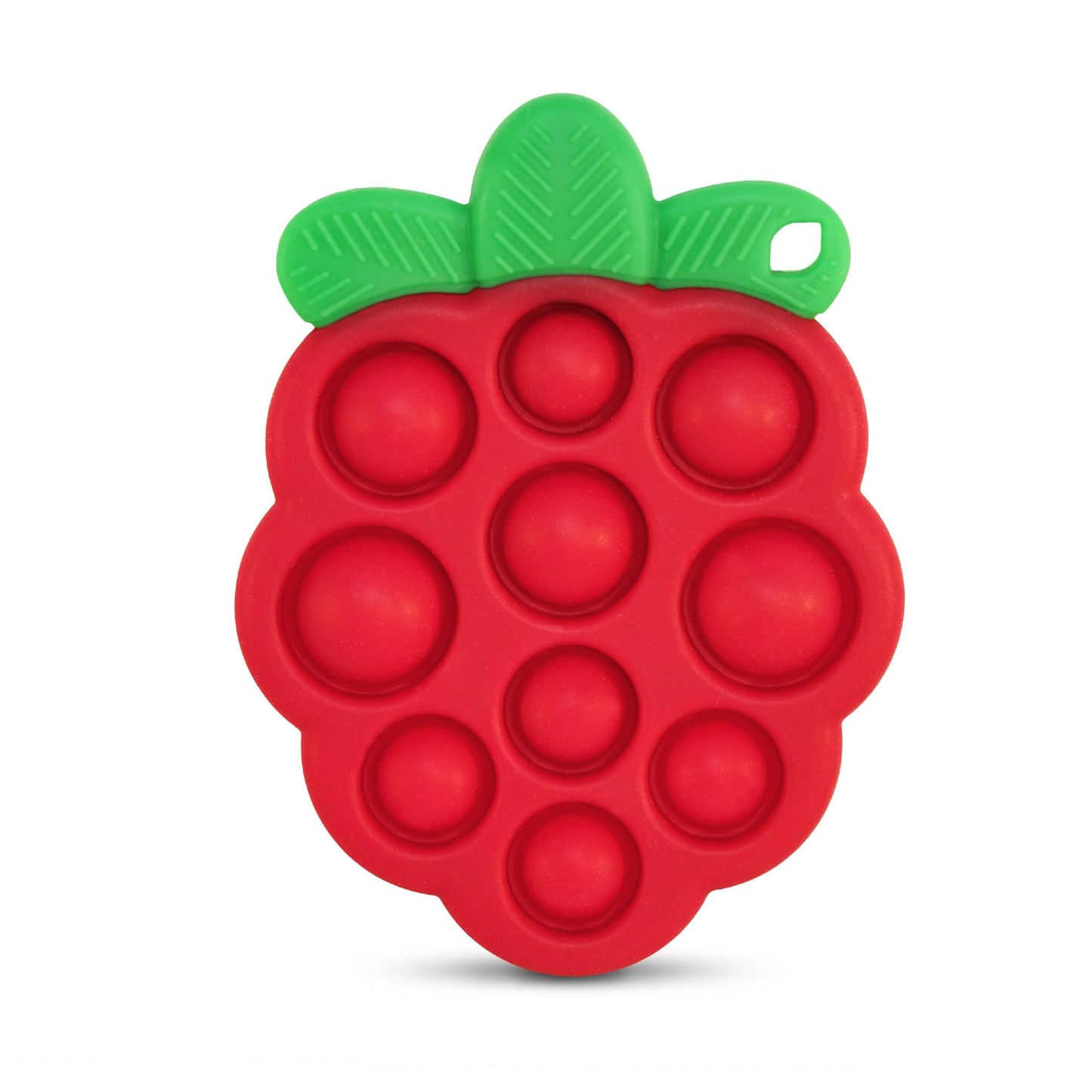 RaZbaby RaZberry Pop Strawberry Teether - Multi-Textured Silicone for Sensory Development & Teething Relief - Easy to Hold for S
