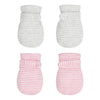 Newborn Baby No Scratch Mittens Stay On, 100% Cotton Breathable, Adjustable Infant Gloves For Baby Boys Girls Mittens (Pink/Gary
