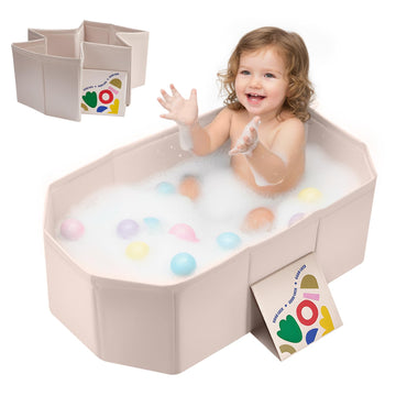 Baby Bathtub for Newborn to Toddlers, Foldable Infants Babies Bath Tub with Non-Slip Base and Drain Plug, Portable Bathtub for H