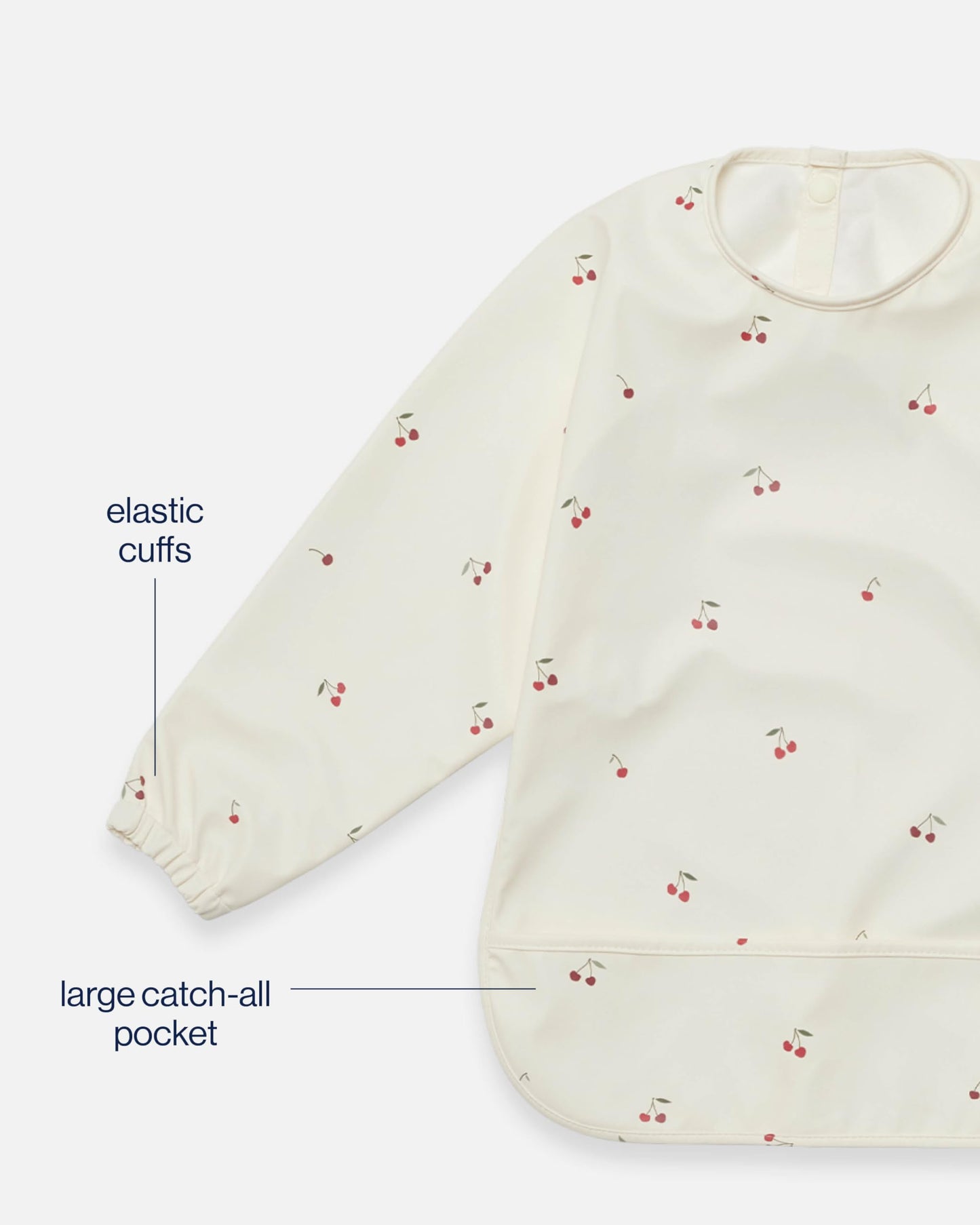 Lalo Smock Bib - Long Sleeve Baby Bib, Elastic Cuffs For Comfort, Large Catch-All Pocket, Waterproof Recycled Polyester - Durabl