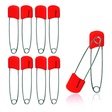 Lxnoap 10 Pcs Cloth Diaper Pins Stainless Steel Traditional Safety Pin (Red)