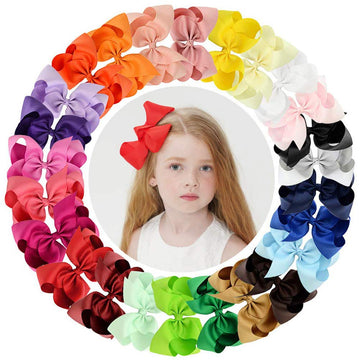 25Pcs Big 6 Inch Hair Bows For Girls Grosgrain Ribbon Toddler Hair Accessories With Alligator Clips For Toddlers Baby Girls Kids