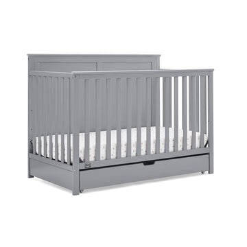 Simmons Kids Logan 6-in-1 Convertible Crib with Underdrawer - Greenguard Gold Certified, Grey