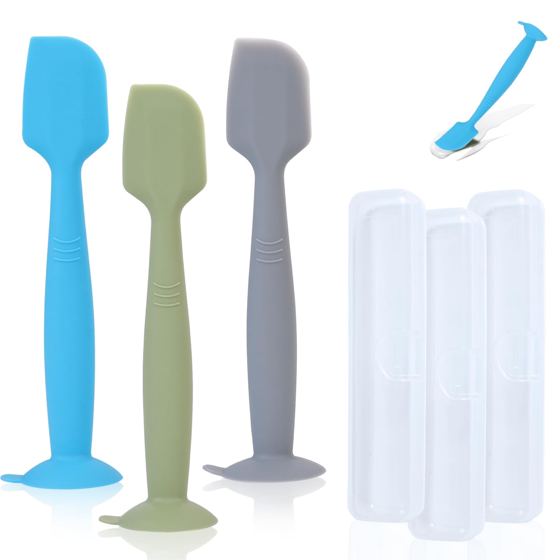 babove Baby Diaper Cream Spatula Applicator 3 Pack(with 3 Travel Case), Butt Paste Spatula Soft Silicone,Diaper Rash Cream Appli