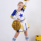 Lontakids Cheerleader Costume For Girls Cheerleading Uniform Dress Outfit With Stockings 2 Pom Poms (Blue, 160/11-12Years)