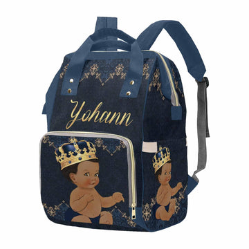 M Yescustom Personalized Baby Diaper Bags For Women Men, Custom Blue Black Prince Backpack Customized Nappy Mommy Bag Backpack F