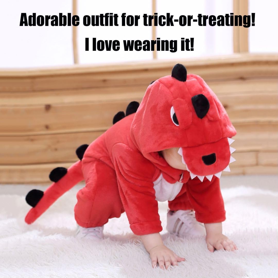 Abtshu Baby Red Dinosaur Costume Toddler Halloween Dress Up Outfit 24-30 Months