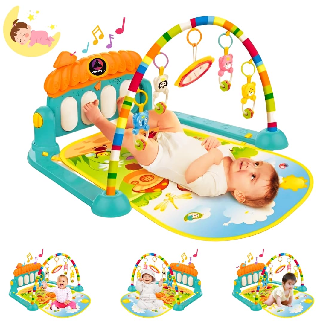 Vebeto Play Gym For Babies 0 To 12 Months (1 Year Warranty) Musical Piano Keyboard Activity Play Mat For Kids Newborn Fitness Ra