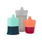 Boon Snug Silicone Sippy Cup Lids - Convert Kids Cups Or Toddler Cups Into Sippy Cups - Toddler Feeding Supplies - 3 Count - Mul