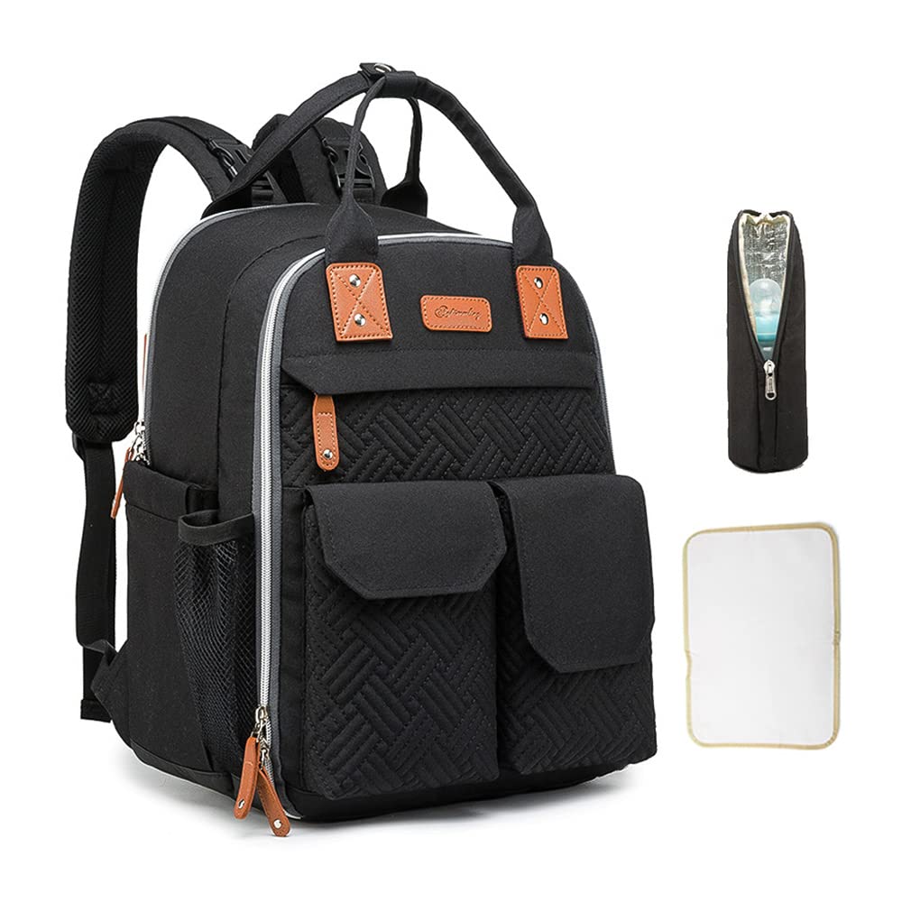 Wowobjects Multifunctional Large ty Baby Diaper Backpack Portable Travel Storage Bag Thermal Insulation Bag with Stroller Strap 