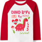 Tkria Little Kids Valentine Day Unisex Baby Raglan Long Sleeve Shirt Dinosaur I Love You Baseball Patchwork Shirt 2 Years