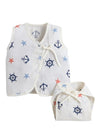Little Angels Newborn Baby Muslin Cotton Jhabla & Nappy Set | Soft Breathable Front Open TieUp Vest With Diaper Cover | Printed
