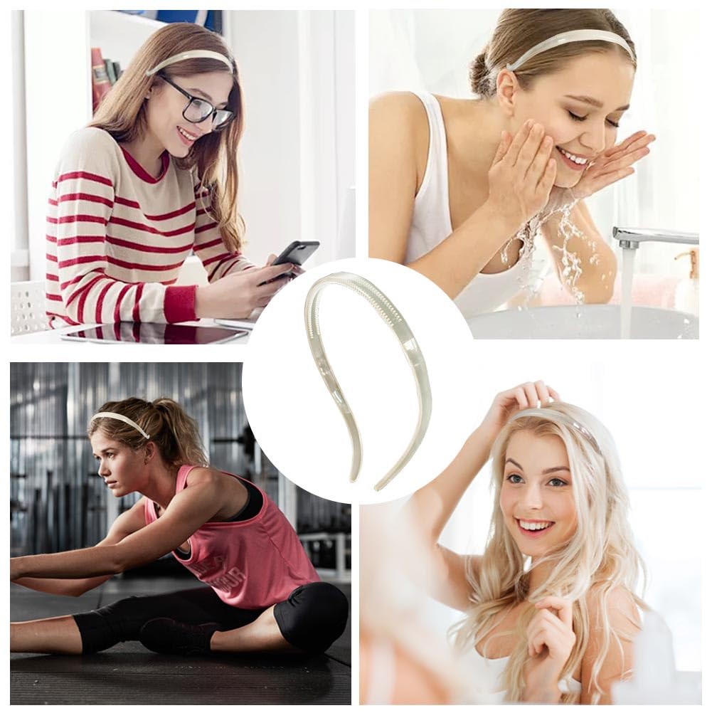 Bikczewin 3Pcs No Pressure Headbands For Glasses Wearers Comfortable No Headache Plastic Teeth Comb Hair Band Non Slip, Fashion