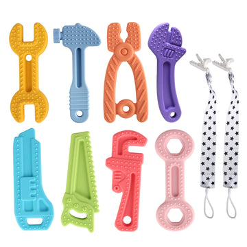 Fu Store 4 Pack Soft Silicone Teething Toys for Toddlers Infant Tools Shape Baby Teethers Relief Soothe Babies Gums Set (8 Pack 