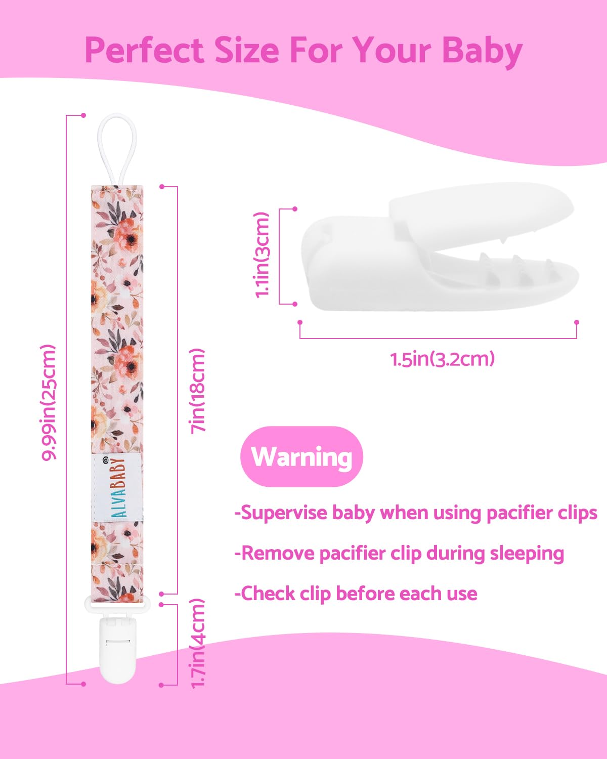 Alvababy Pacifier Clips 8 Pack Binky Paci Clip Holder Leashes For Newborn Baby Boys Girls Fits Baby Teethers Floral 8Dp15