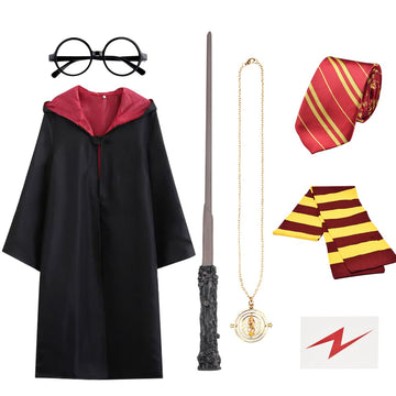KESOCORAY Cosplay Costume Complete Props Accessories Gifts for Birthday Party Magic Wand Eyeglass Frame Knit Scarf Tie Necklace 