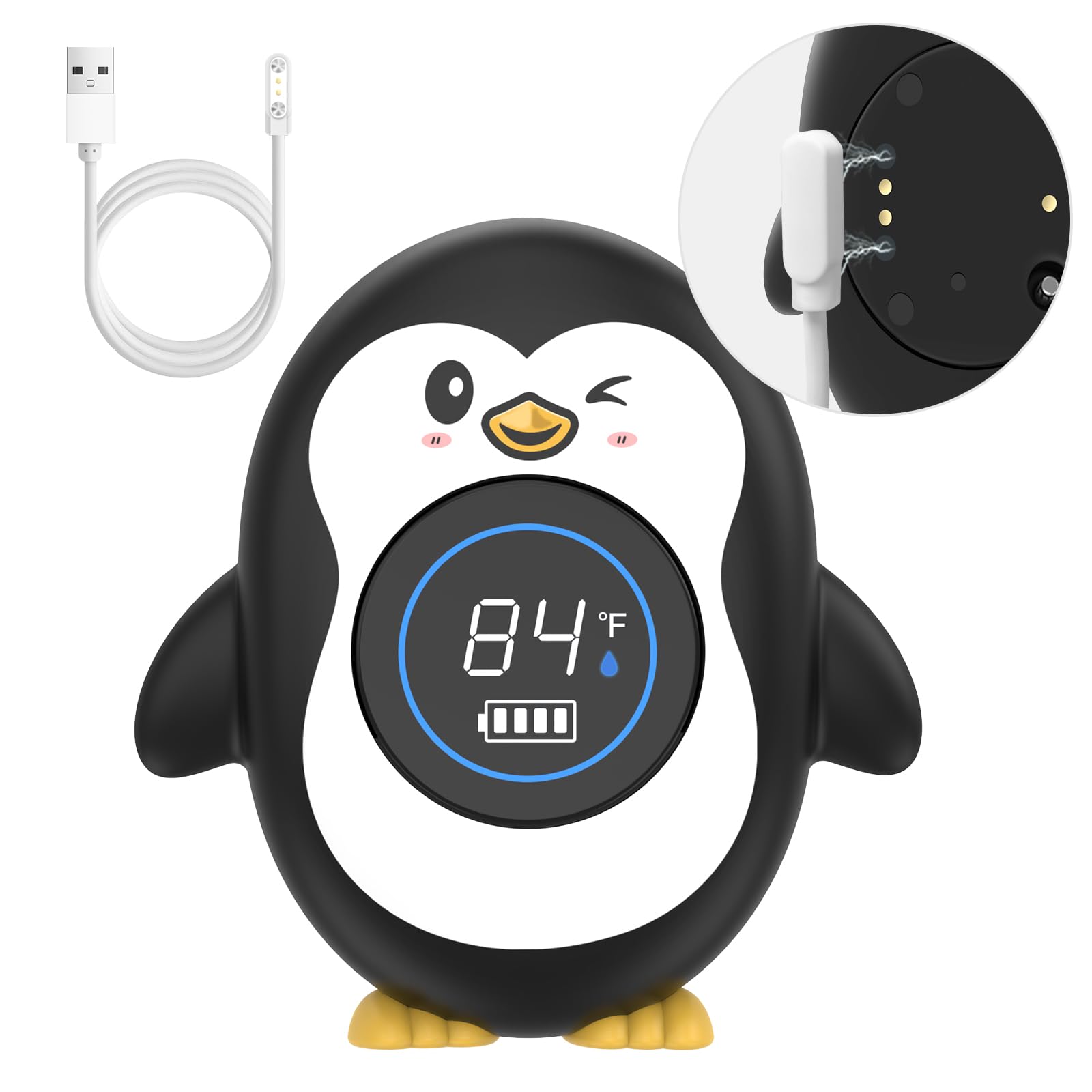 Ledfaah Rechargeable Bath Thermometer| Safety Baby Shower Thermometer| Auto On/Off Bathtub Water Thermometer With Colorful Tempe