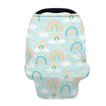 Biyejit Rainbow Clouds Stars Baby Stuff Car Seat Covers Baby Multi-Use Car Seat Canopy Carrier Cover, Breathable Breastfeeding C