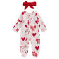 Ayalinggo Valentines Baby Girl Outfit Bowknot Heart Footie Romper Long Sleeve Onesie Newborn Valentines Day Clothes (Valentines