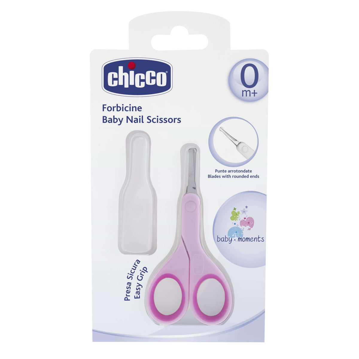 Chicco Baby Nail Scissor With Rounded Blade Ends For Safety, Easy Grip Handle, Grooming Accessory For Newborn Babies 0M+ (Pink)