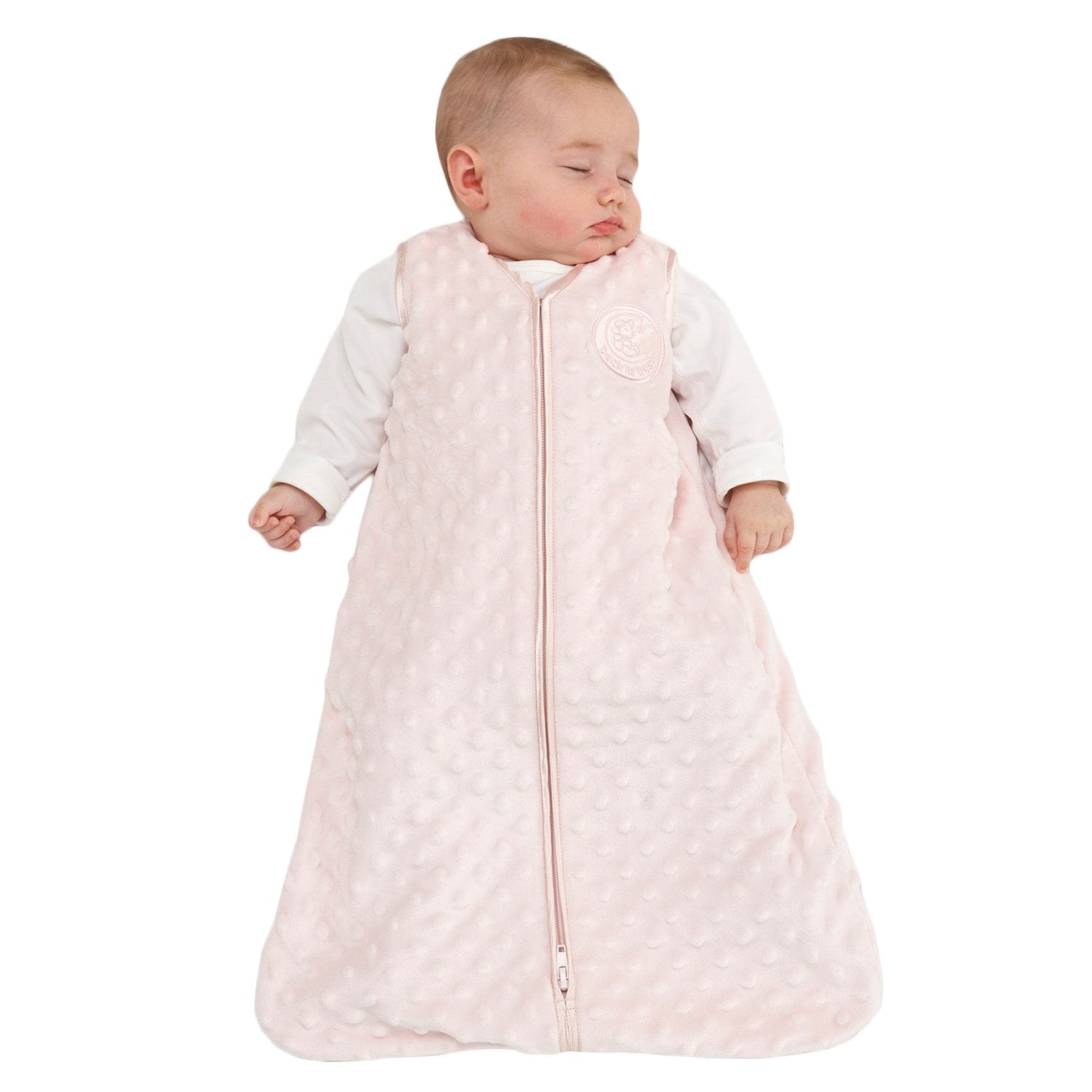 HALO Sleepsack Wearable Blanket, TOG 1.5, Velboa, Pink Plush Dots, Large
