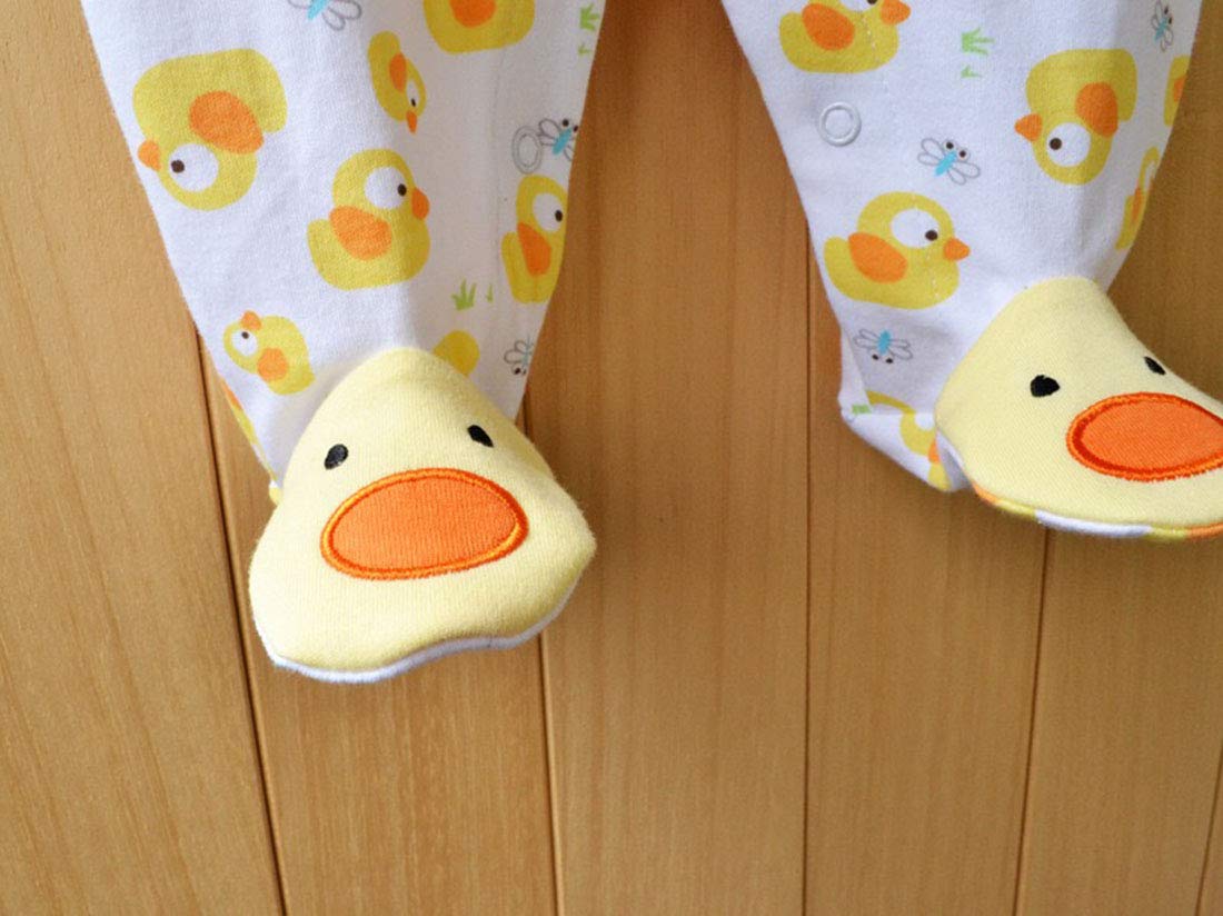 Baby Orangic Cotton Jumpsuit Comfort Christening Clothes Long Sleeve Footed Romper For 0-3 Month Infant Duck