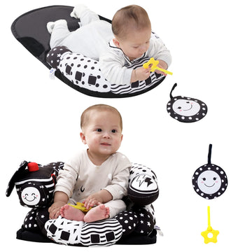 Lovvie & Joy 2-In-1 Tummy Time Mat & Seated Support Pillow,Baby Tummy Time Pillow Support For Newborns And Older Babies,With Det