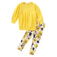 Cm C&M Wodro Toddler Girls Clothes Winter Warm Long Sleeve Tops+Long Pants Set (Yellow+Flower, 5-6X)