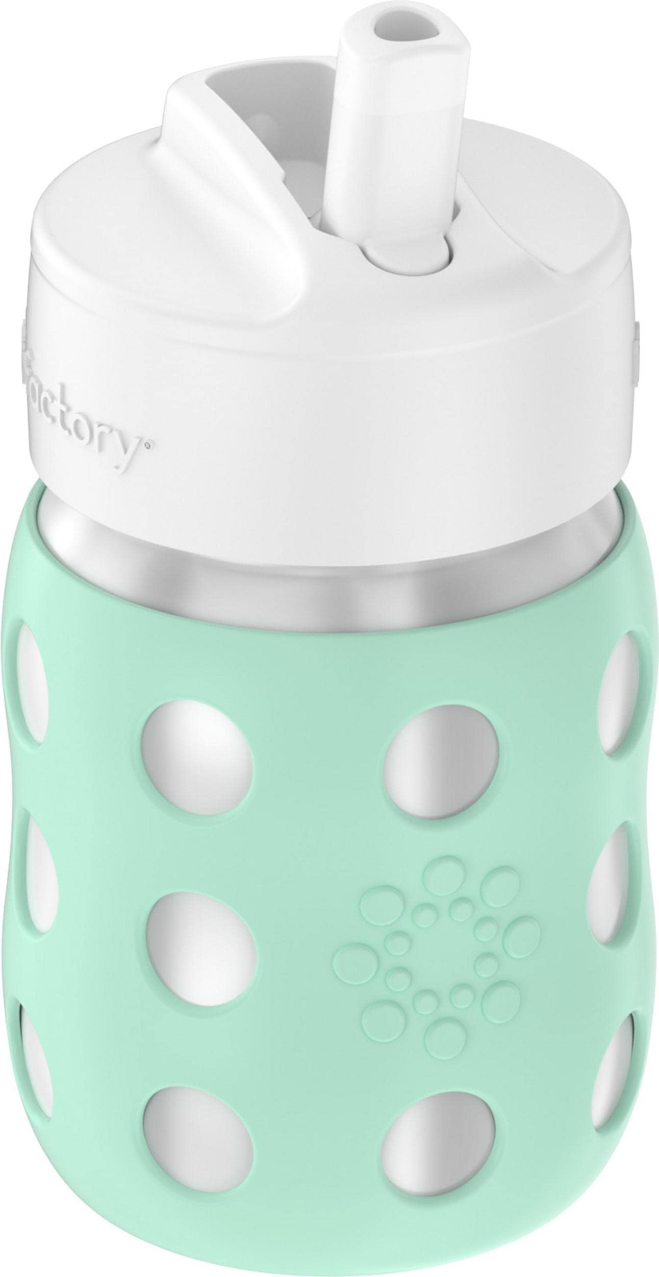 Lifefactory 8-Ounce Stainless-Steel Vacuum-Insulated Wide-Neck Baby Bottle With Straw Cap, Mint, Ls2241Wmi4