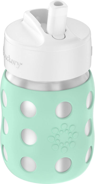 Lifefactory 8-Ounce Stainless-Steel Vacuum-Insulated Wide-Neck Baby Bottle With Straw Cap, Mint, Ls2241Wmi4