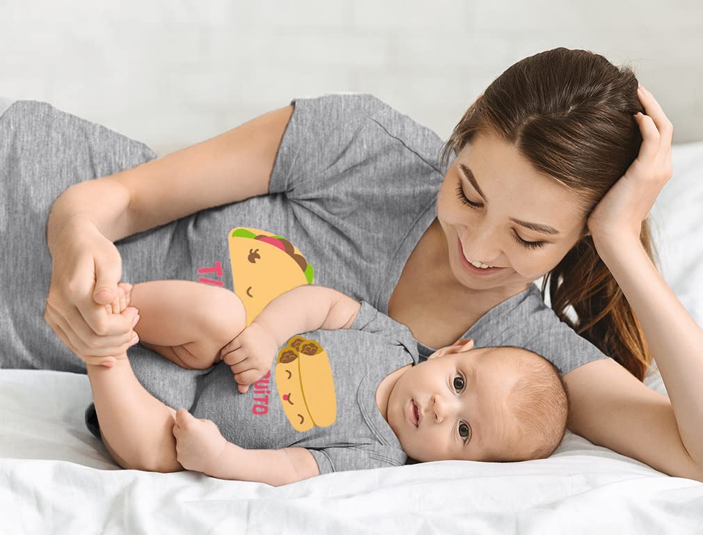 Taco Taquito Mommy And Me Outfits Gifts For New Moms First Mothers Day Mom & Infant Baby Bodysuit Matching Set Taco Gray Large/T