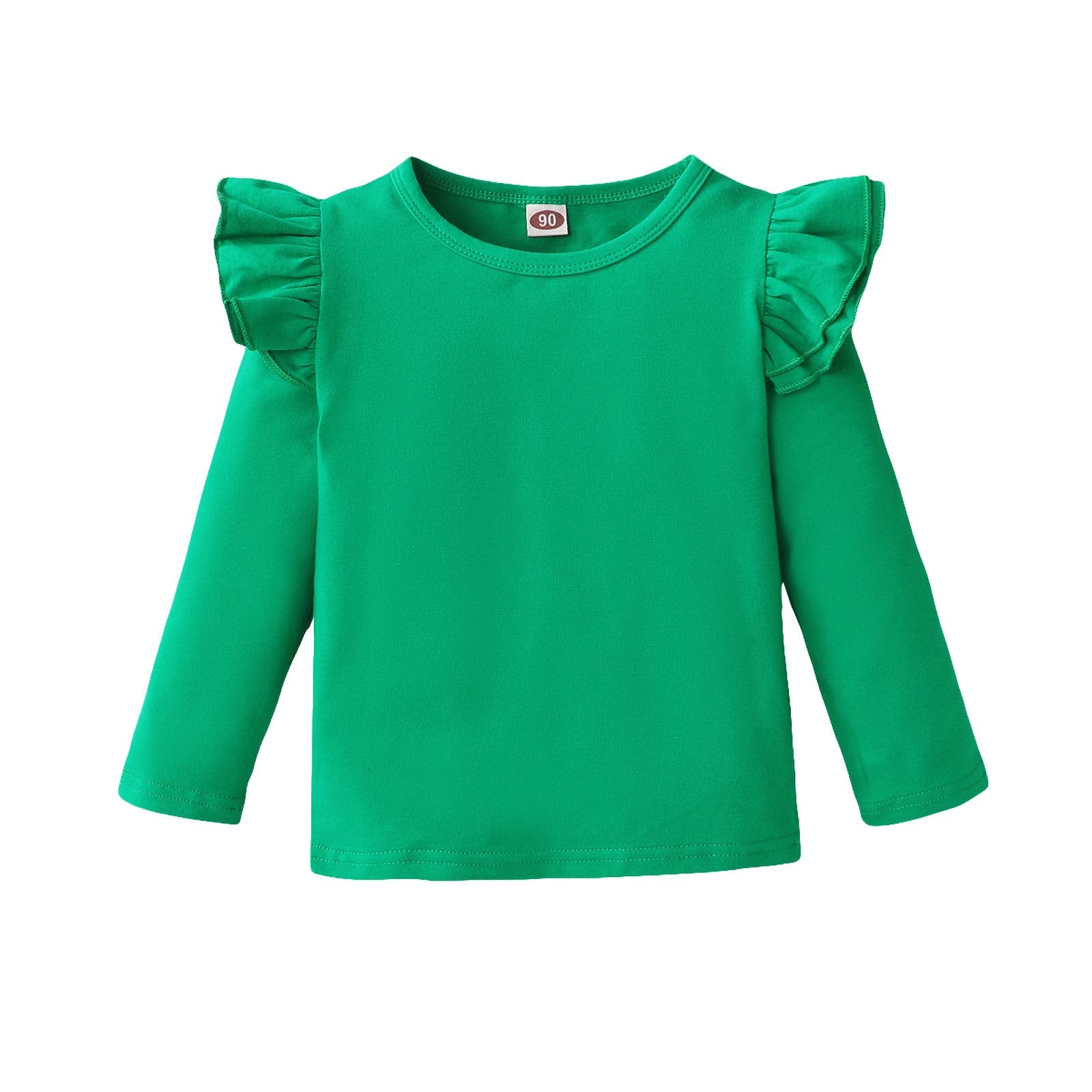 Lysmuch Toddler Baby Girls Long Sleeve Ruffle T Shirt Kids Casual Plain Solid To WBBAPB08LYGWCPN