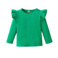 Lysmuch Toddler Baby Girls Long Sleeve Ruffle T Shirt Kids Casual Plain Solid Top Blouse T-Shirt Undershirt (Green,2-3T)